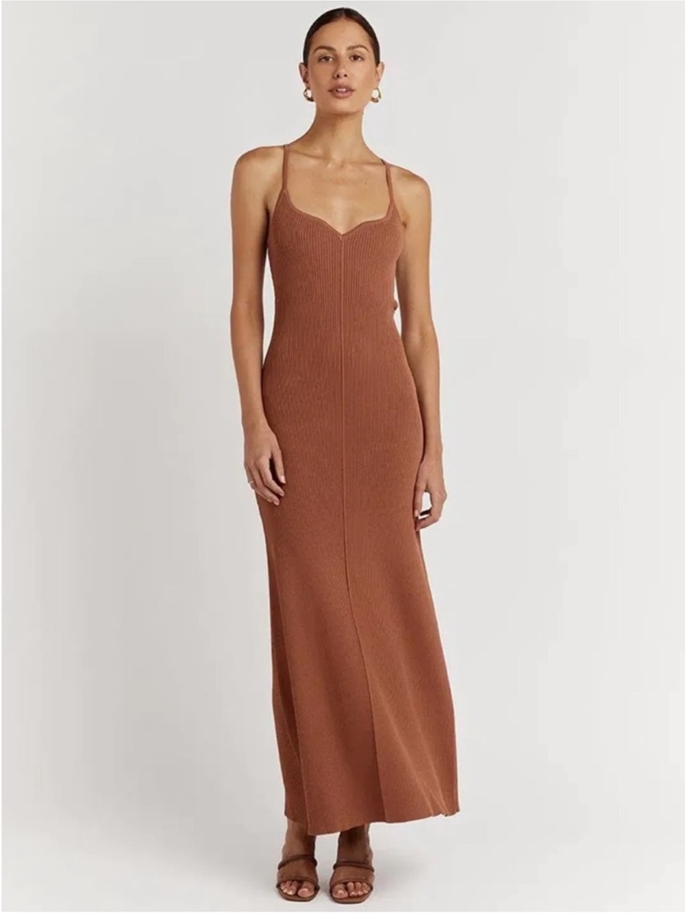 NWT DISSH Koko Sweetheart Clay Knit Maxi Dress Medium